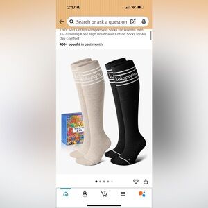 Lalopopo Beige and Black Knee High Compression Socks (T13)